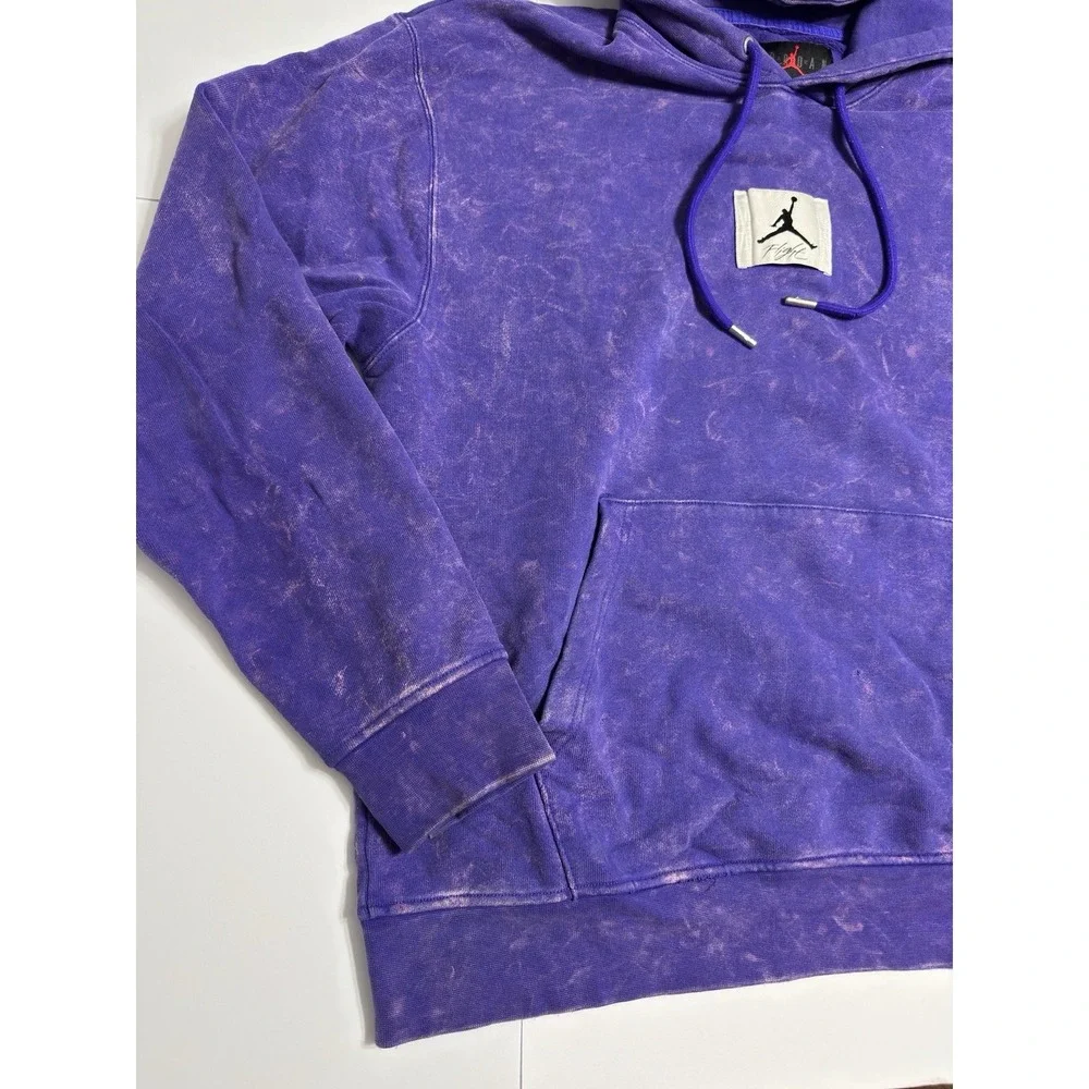 Nike Air Jordan Flight Essential Washed Fleece Hoodie Sz M Concord Purple DR3087
